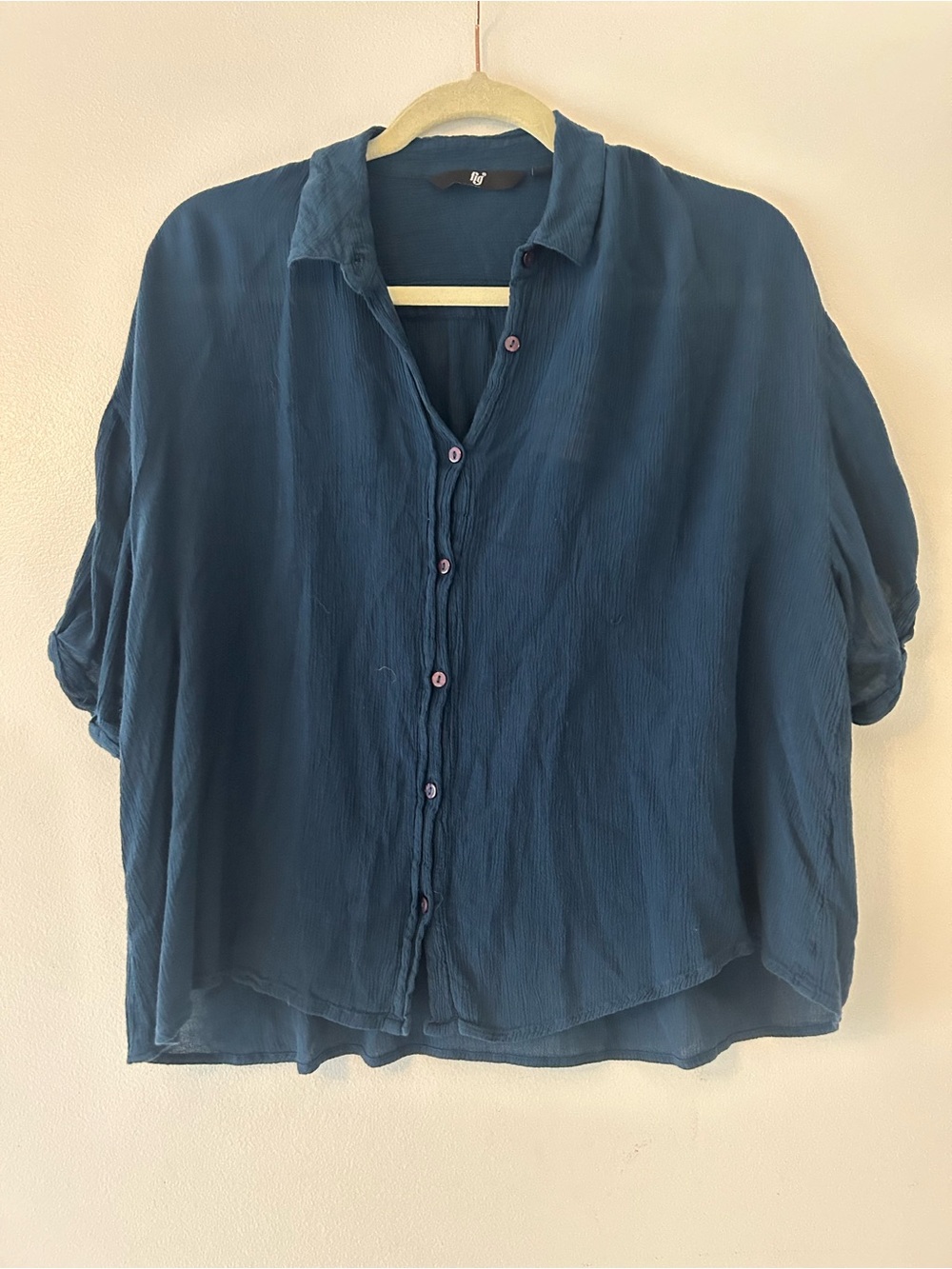 Fig Deep Teal Button-Up Women's Top